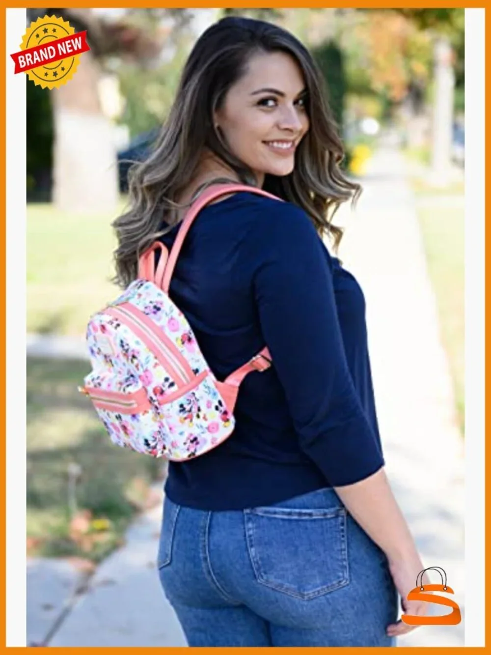 Mickey & Minnie Mouse Floral Mini Backpack Handbag